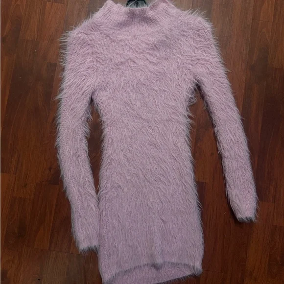 Pink Fuzzy Sweater Dress - Picture 2 of 2